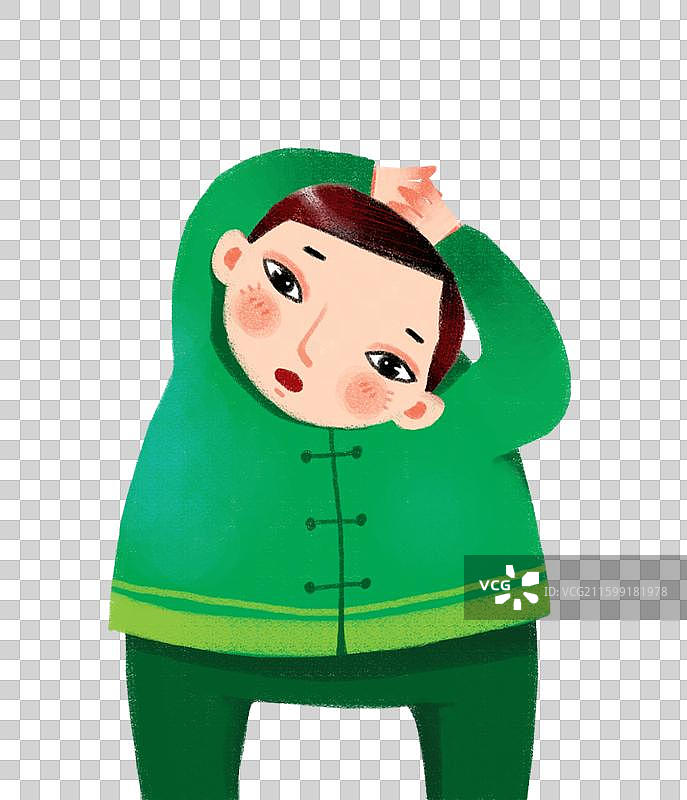 免抠元素 人物形象插画 抱着头的男孩图片素材