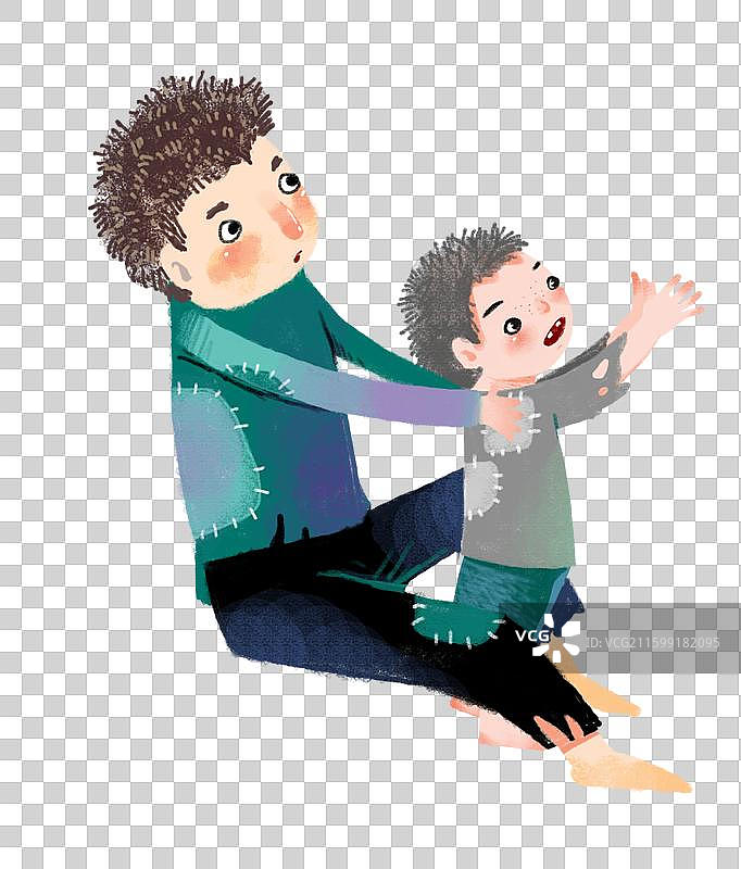 免抠元素 人物形象插画 衣着破烂的父子图片素材