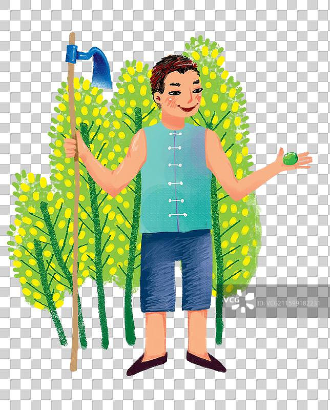免抠元素 人物形象插画 拿着锄头的农民图片素材