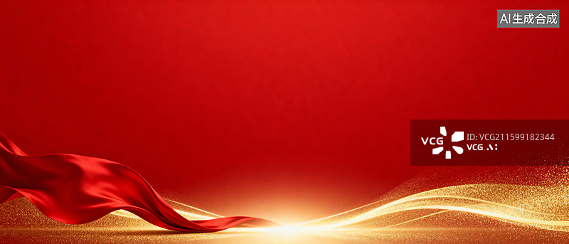 【AI数字艺术】红色动感丝带闪耀背景图片素材