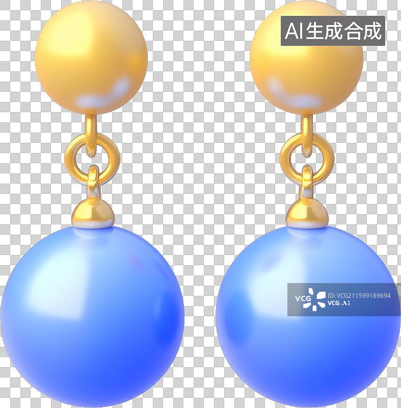 【AI数字艺术】一对蓝色珍珠耳环图片素材