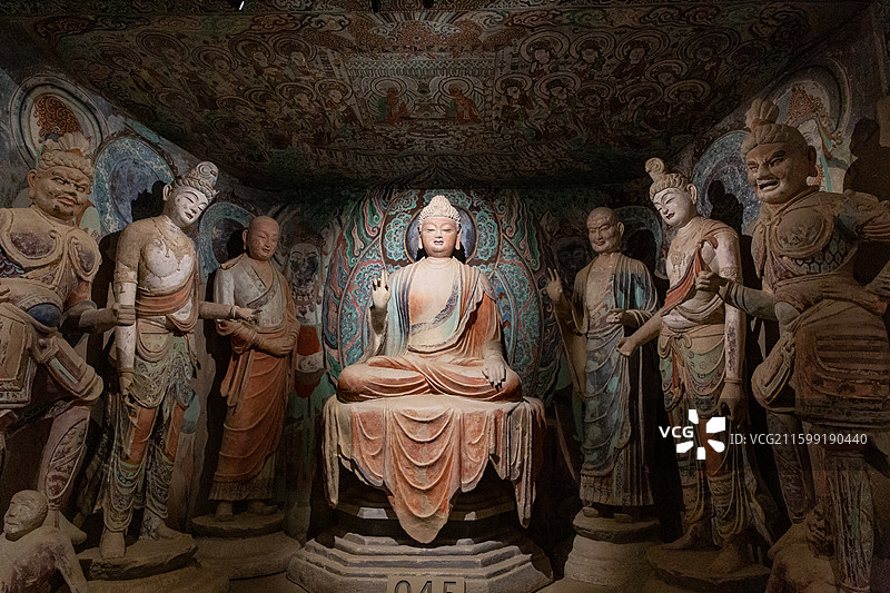 中国国家博物馆盛世修典“中国历代绘画大系”成果展莫高窟第45窟图片素材