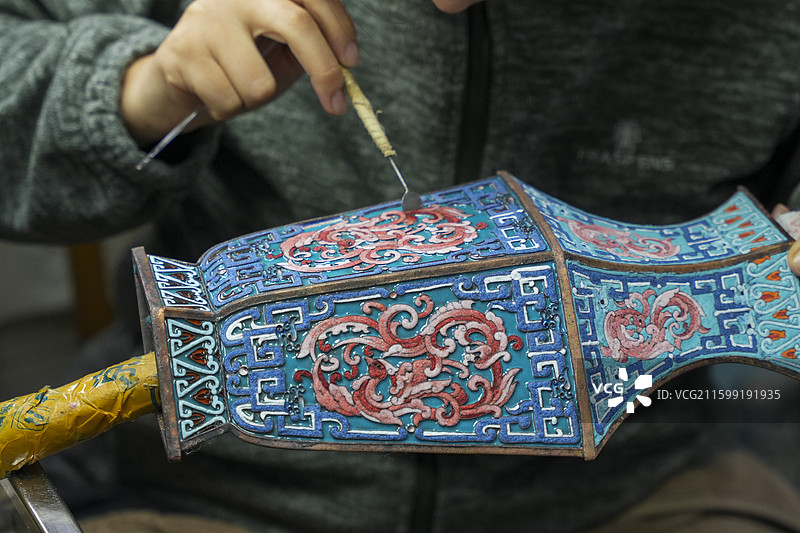 北京市珐琅厂，非物质文化遗产项目保护基地，每一件珐琅彩作品都美轮美奂图片素材