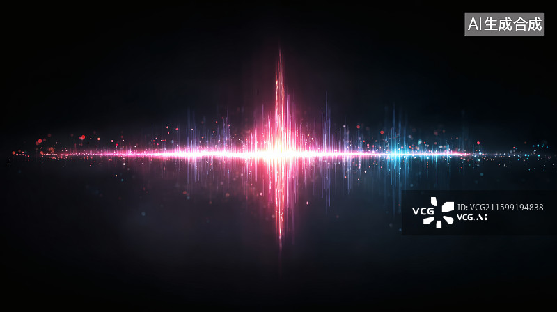 【AI数字艺术】黑暗中发光的音波，广播传媒图片素材