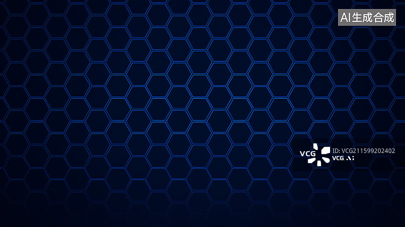 【AI数字艺术】蓝色六边形蜂巢状生物医药科技概念图图片素材