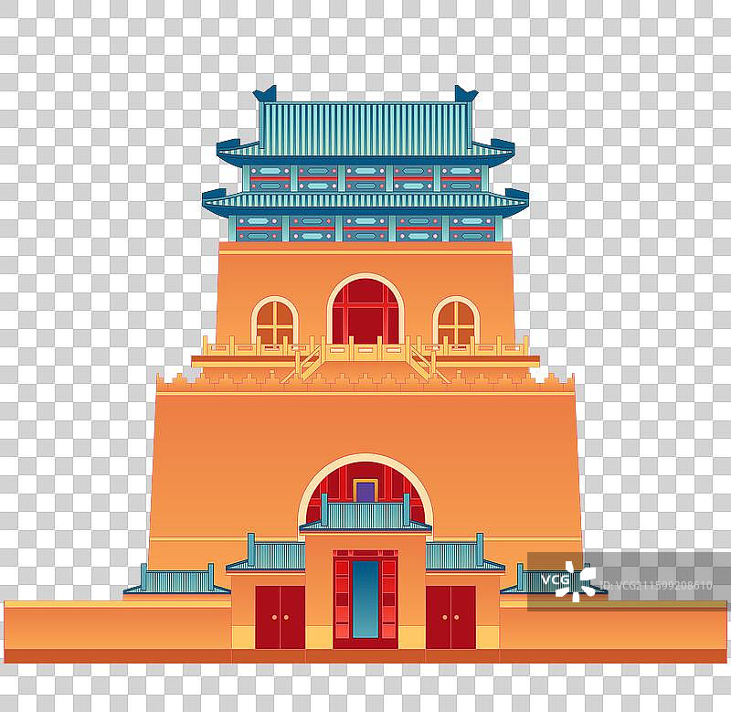 国风最美中轴线北京钟楼插画免抠元素图片素材