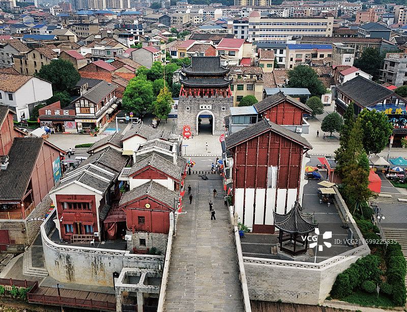 醴陵城市景观，渌江桥，渌江书院，醴陵门航拍图片素材