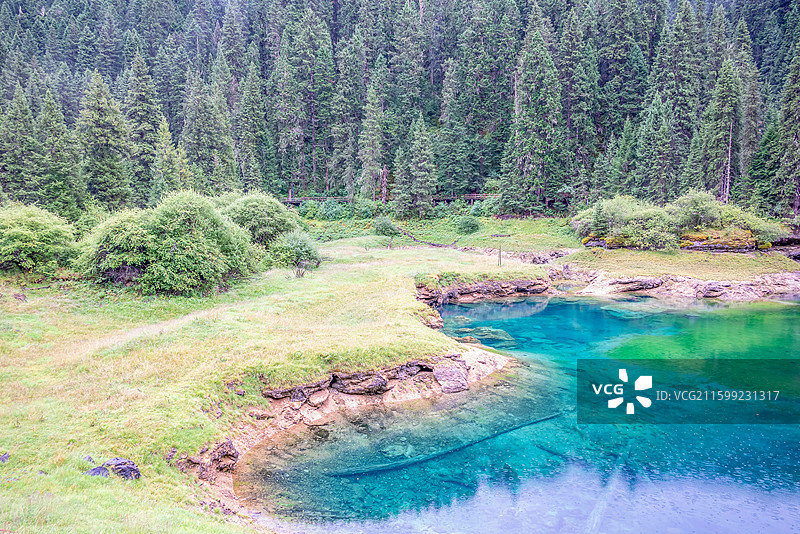 中国牟尼沟景区二道海雨中景色图片素材