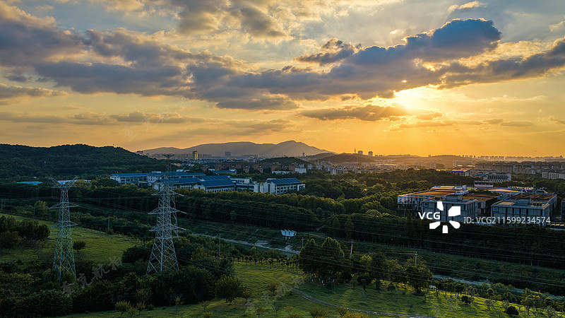 南京仙林九乡河生态公园日落图片素材