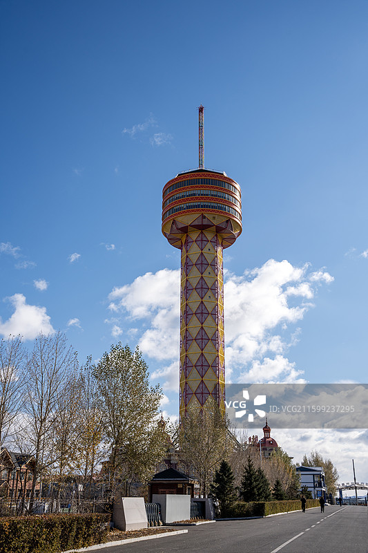 呼伦贝尔满洲里国门景区北疆明珠观光塔图片素材