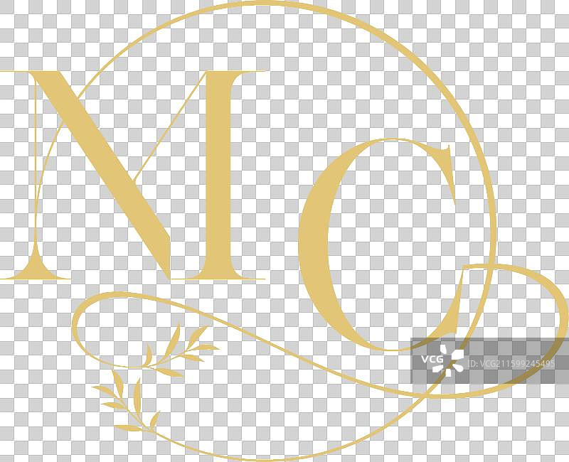 婚礼字母组合设计，圆形和有机风格图片素材