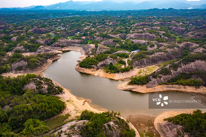 航拍湖南岳阳平江县石牛寨丹霞地貌图片素材