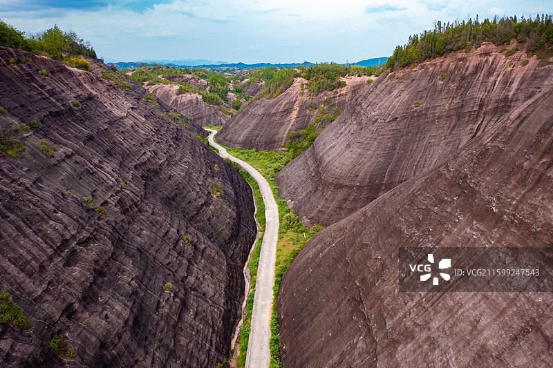 航拍湖南岳阳平江县石牛寨丹霞地貌图片素材