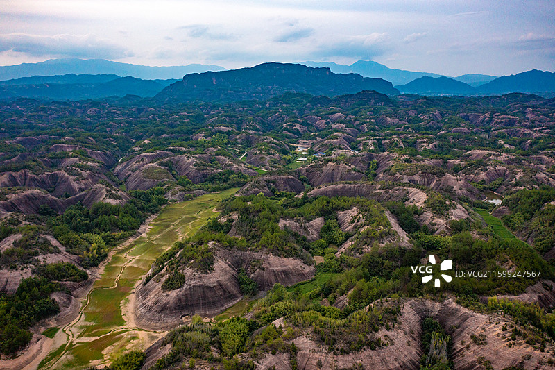 航拍湖南岳阳平江县石牛寨丹霞地貌图片素材