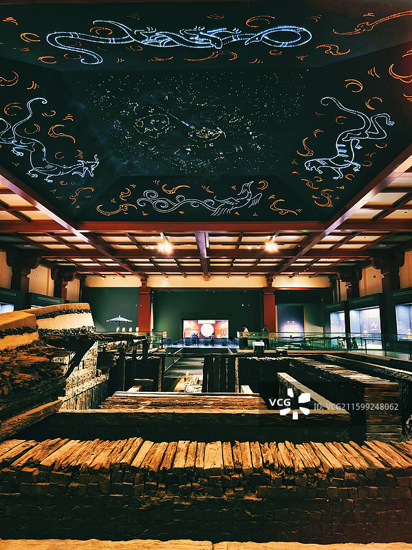 北京大葆台西汉墓黄肠题凑遗址 汉代皇家葬制考古高清素材图片素材