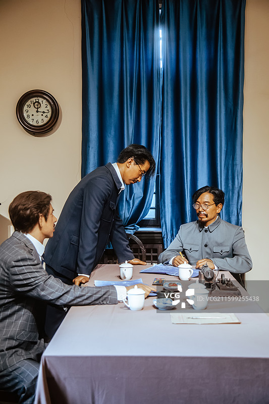 山西太原工程师楼旧址（山西铁路建设博物馆）老建筑室内展厅景观图片素材