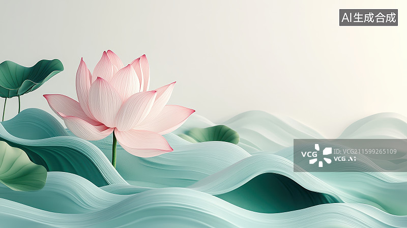 【AI数字艺术】盛开的夏日荷花背景图片素材