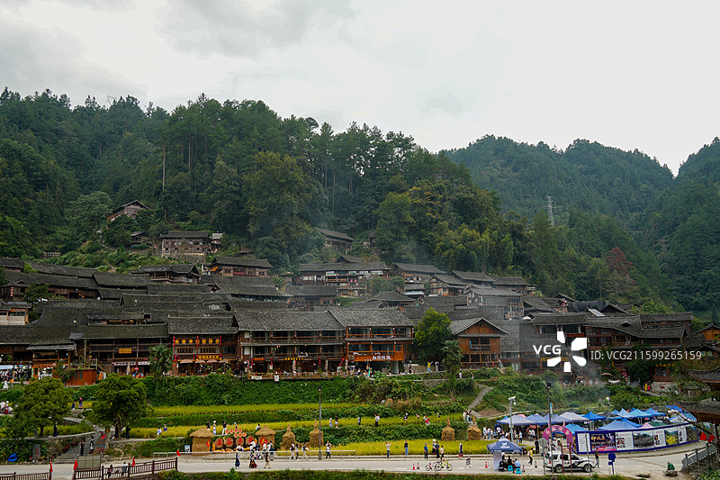 郎德苗寨的景色照片图片素材