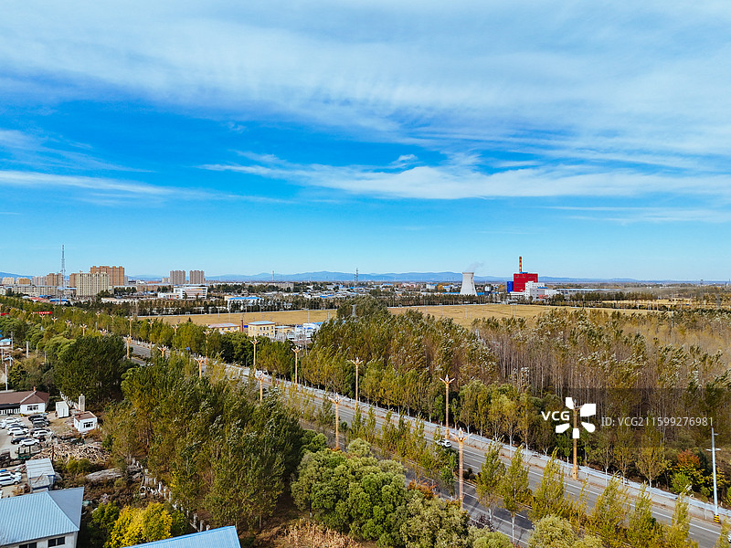 依兰县 依兰镇 通江路 东山公园 航拍图片素材