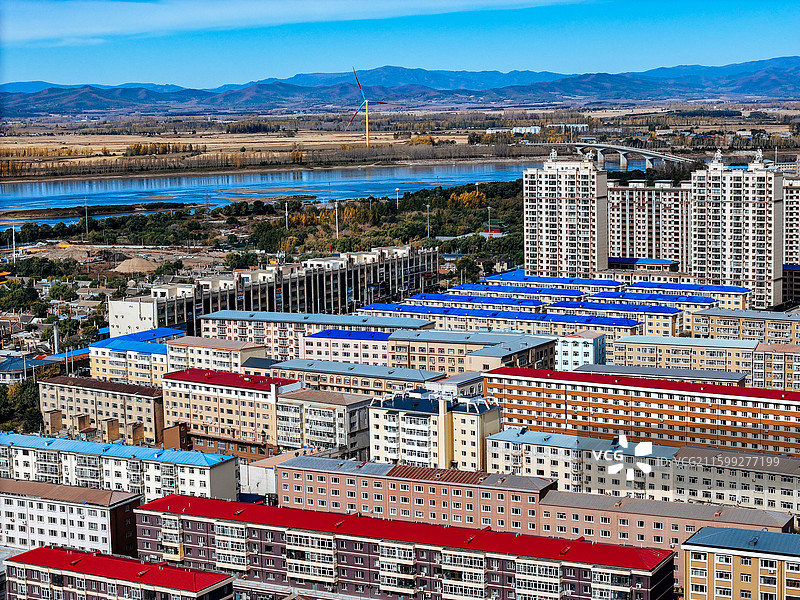 依兰县 依兰镇 通江路 东山公园 航拍图片素材