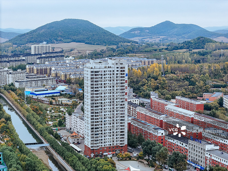 磐石市 东山公园 阜康大路 城市 航拍图片素材