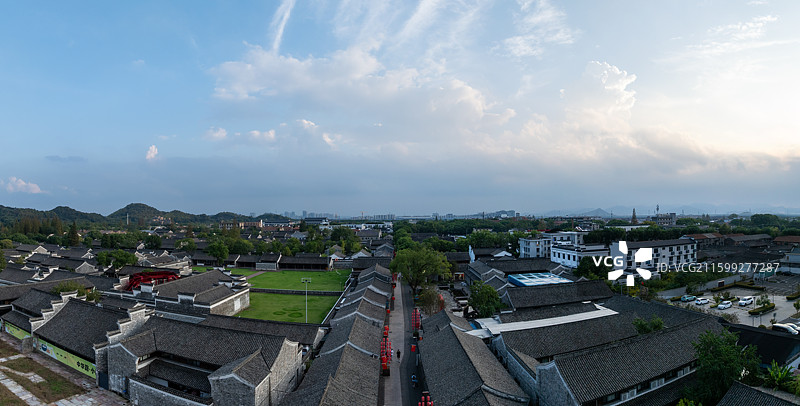 浙江宁波慈城古县城航拍图片素材