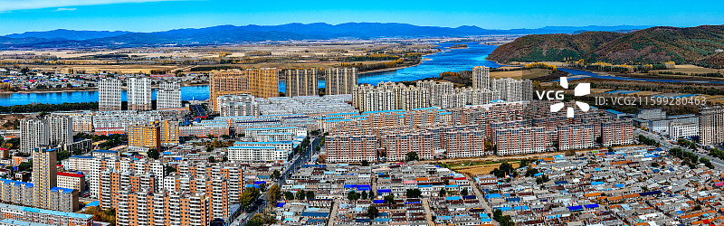 依兰县 依兰镇 通江路 东山公园 航拍图片素材