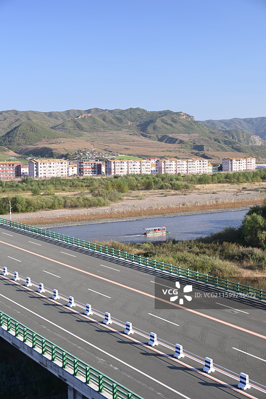 吉林延边图们朝鲜境内建筑景色图片素材