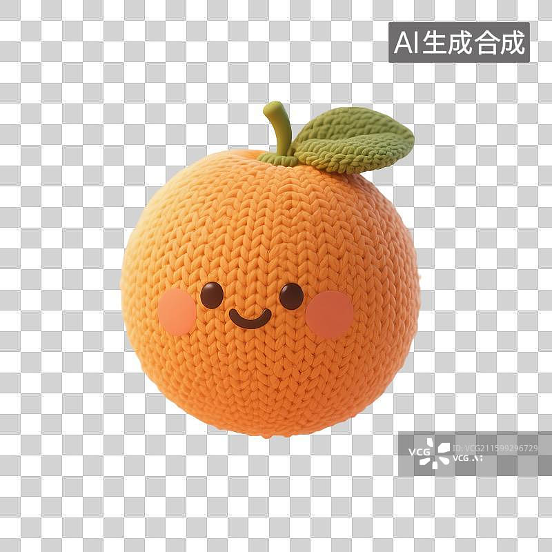 【AI数字艺术】3D渲染，针织质感卡通水果，橙子，橘子，水果，沃柑，砂糖橘，春节新年，传统节日，免抠元素图片素材