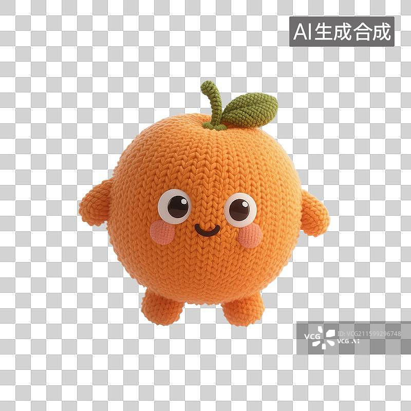【AI数字艺术】3D渲染，针织质感卡通水果，橙子，橘子，水果，沃柑，砂糖橘，春节新年，传统节日，免抠元素图片素材
