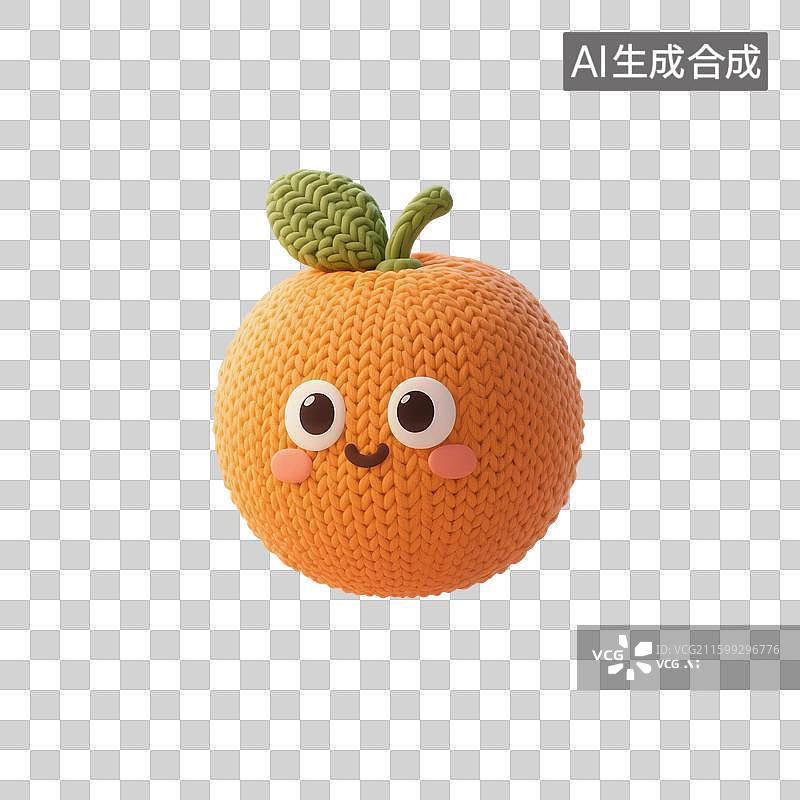 【AI数字艺术】3D渲染，针织质感卡通水果，橙子，橘子，水果，沃柑，砂糖橘，春节新年，传统节日，免抠元素图片素材