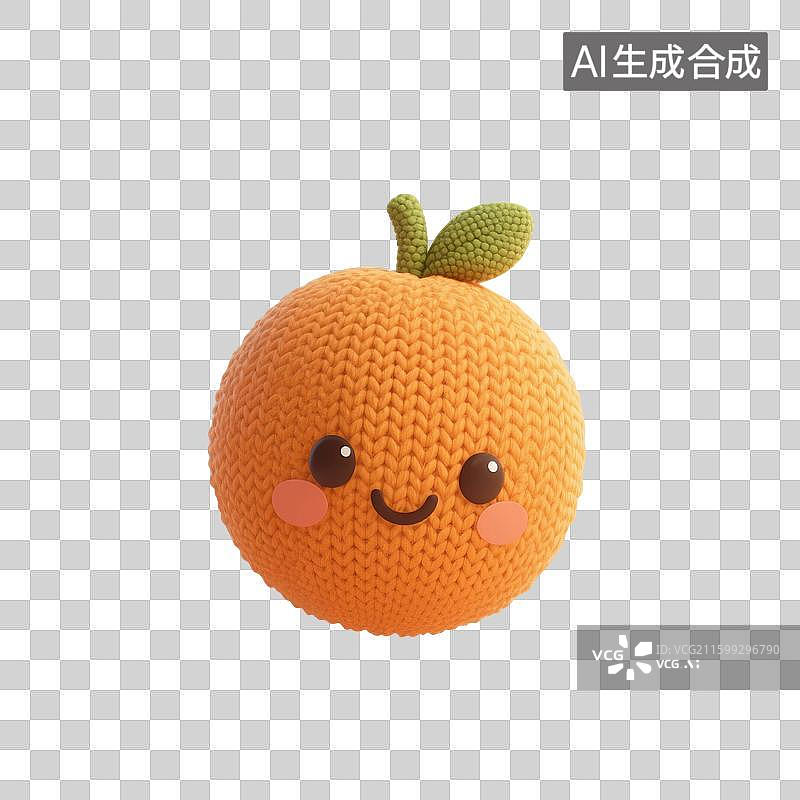 【AI数字艺术】3D渲染，针织质感卡通水果，橙子，橘子，水果，沃柑，砂糖橘，春节新年，传统节日，免抠元素图片素材