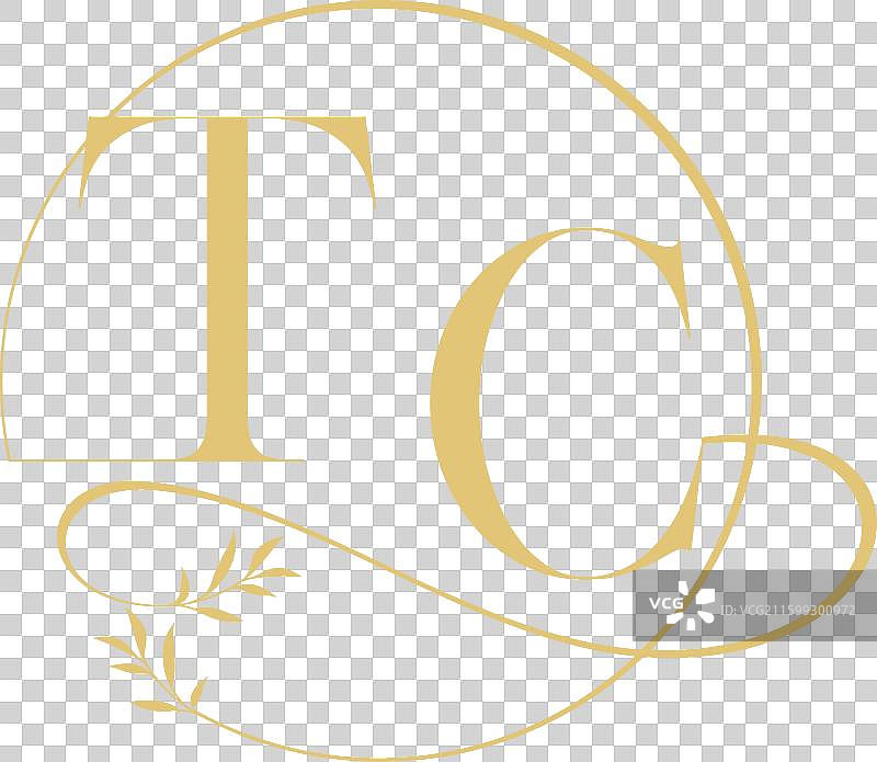 婚礼字母组合设计，圆形和有机风格图片素材