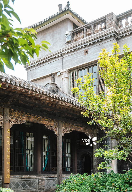山西太原晋商博物院东花园老建筑园林景观图片素材