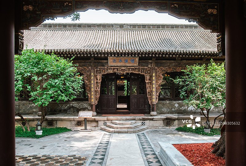 山西太原晋商博物院东花园老建筑园林景观图片素材