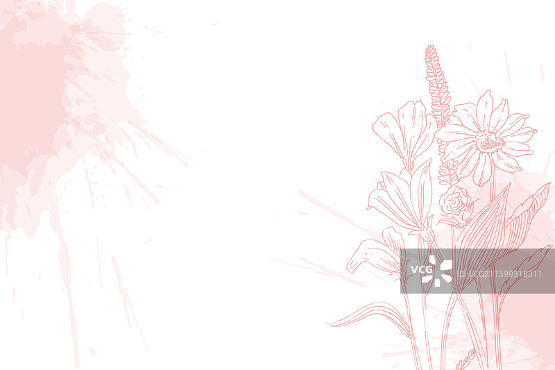 盛开的花朵线条艺术草图抽象横幅图片素材