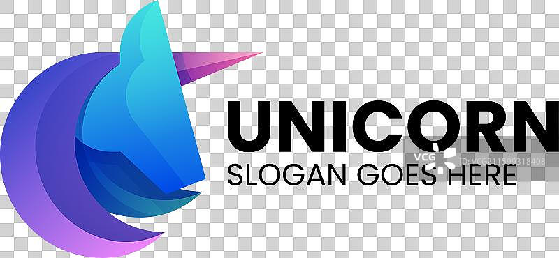 彩虹渐变风格的独角兽Logo图片素材