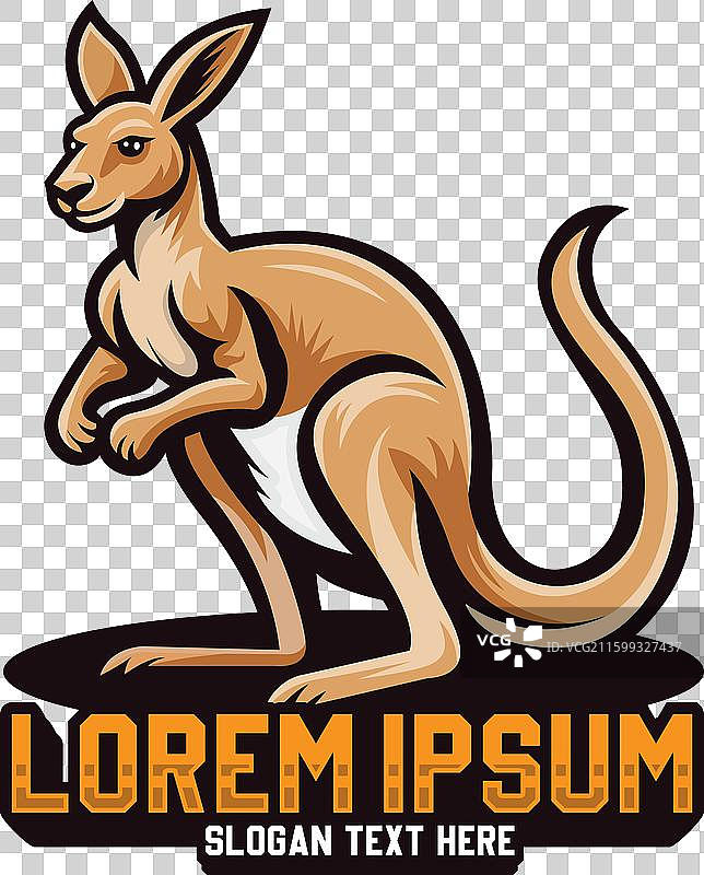 袋鼠吉祥物标志，快速跳跃的袋鼠标志图片素材