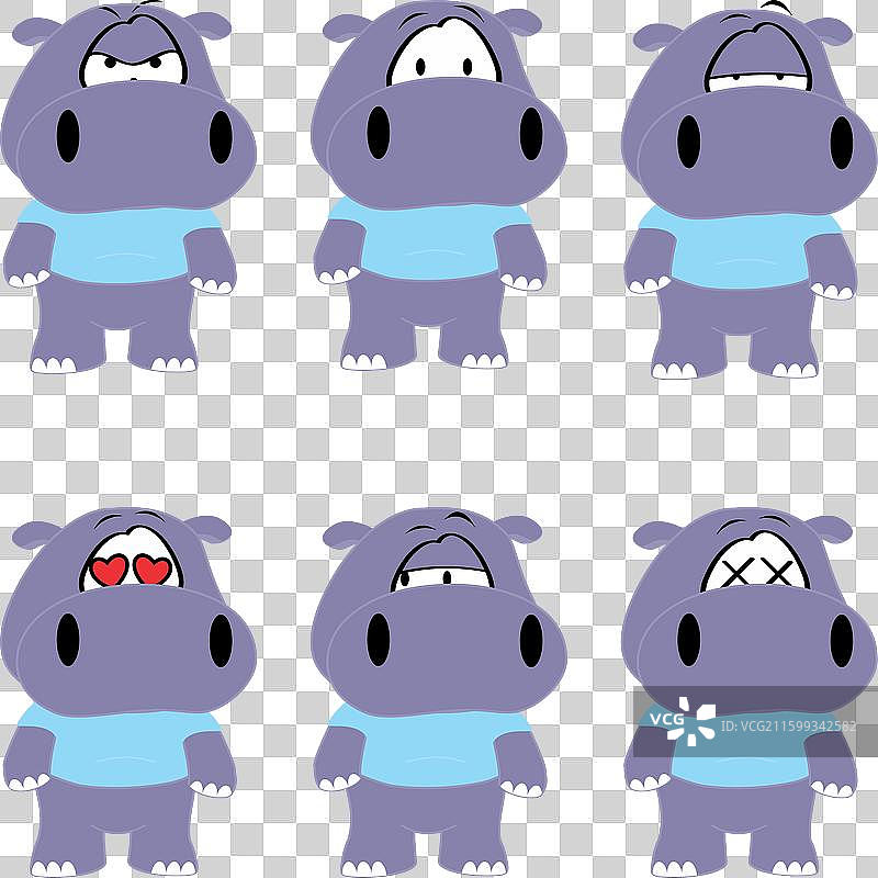 卡通河马 chibi 可爱角色 表情包图片素材