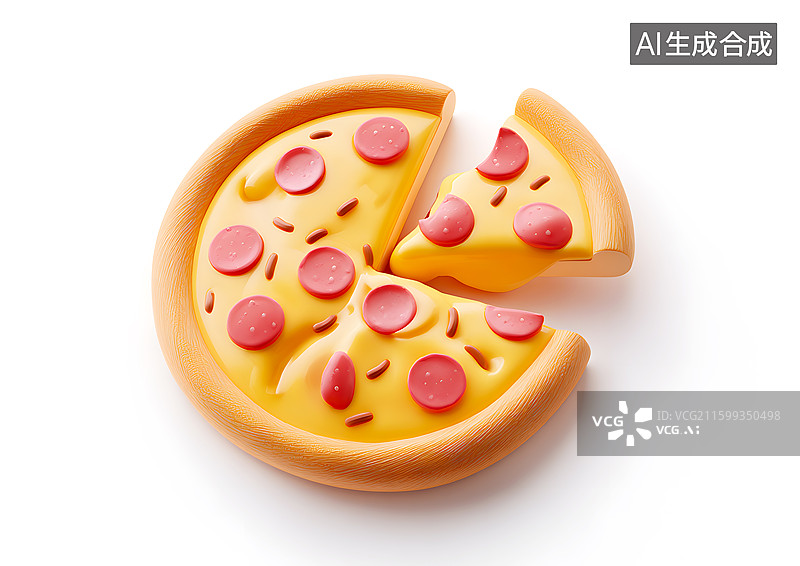 【AI数字艺术】一块卡通披萨饼图片素材