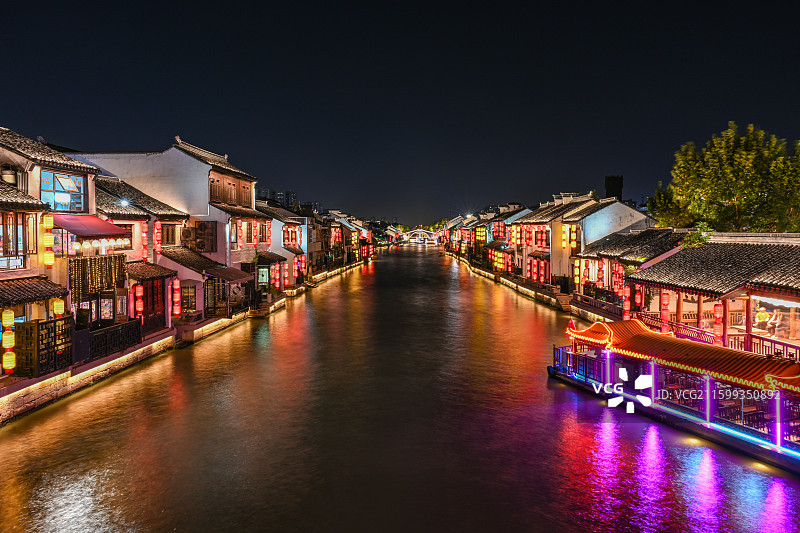 无锡南长街古运河夜景图片素材