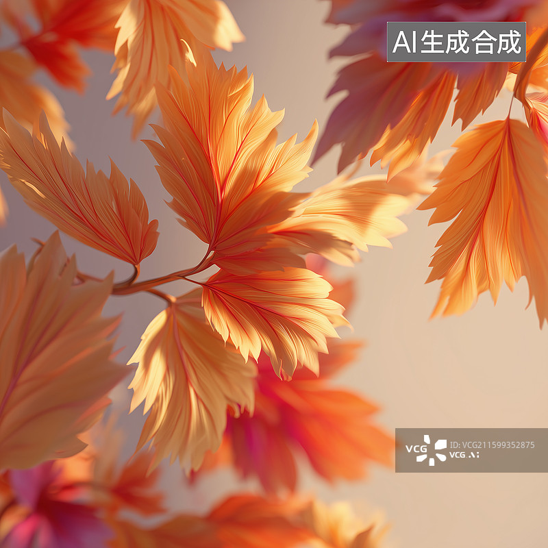 【AI数字艺术】飘舞枫叶秋意立体图片素材