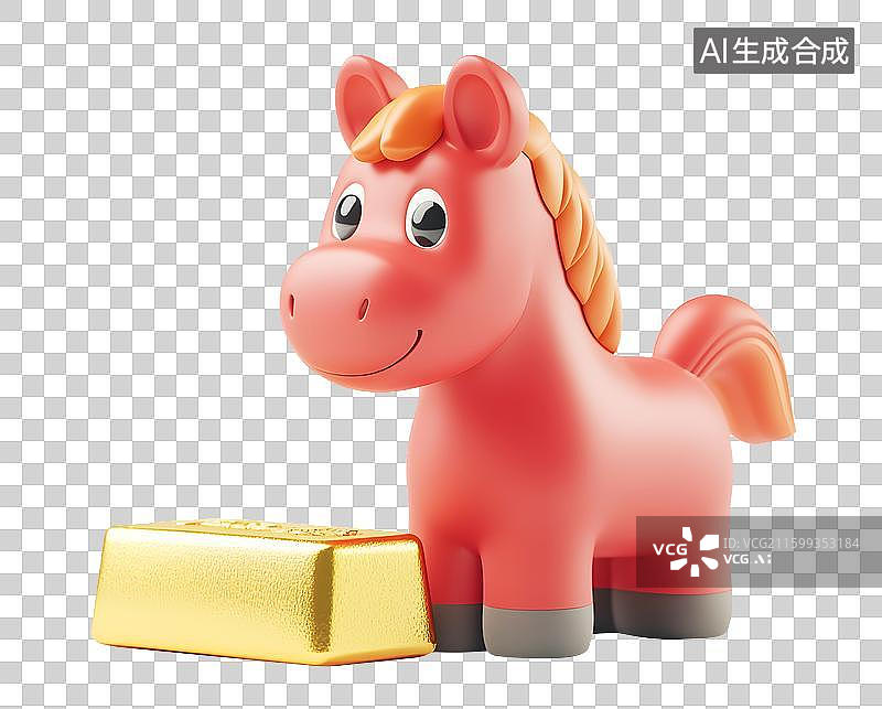 【AI数字艺术】红色玩具小马 金融理财生肖图片素材