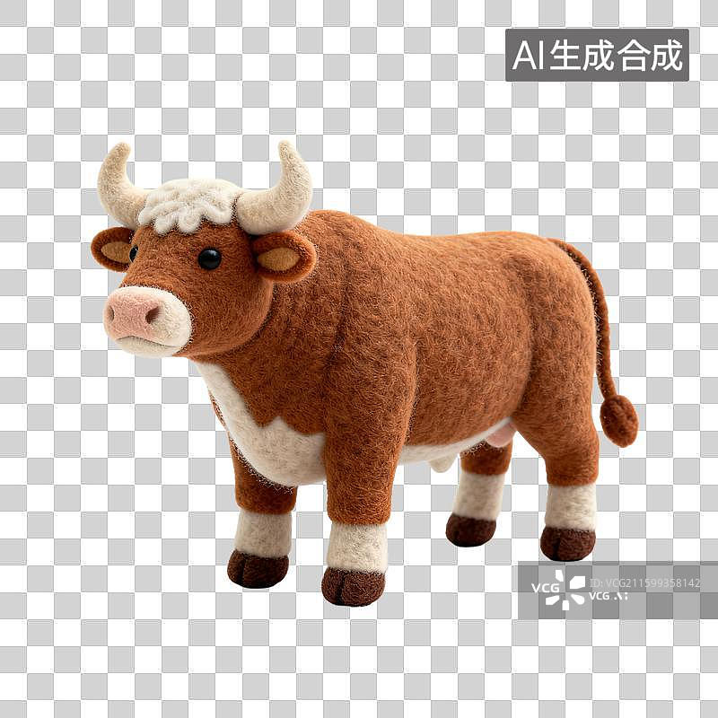 【AI数字艺术】可爱的羊毛牛摆件图片素材