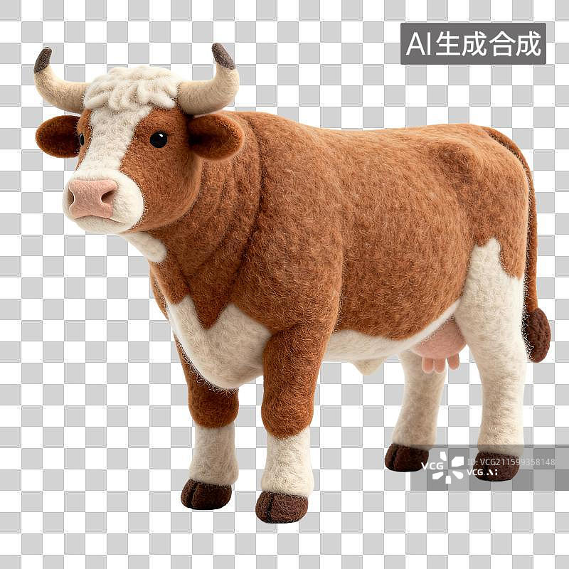 【AI数字艺术】可爱的羊毛牛摆件图片素材