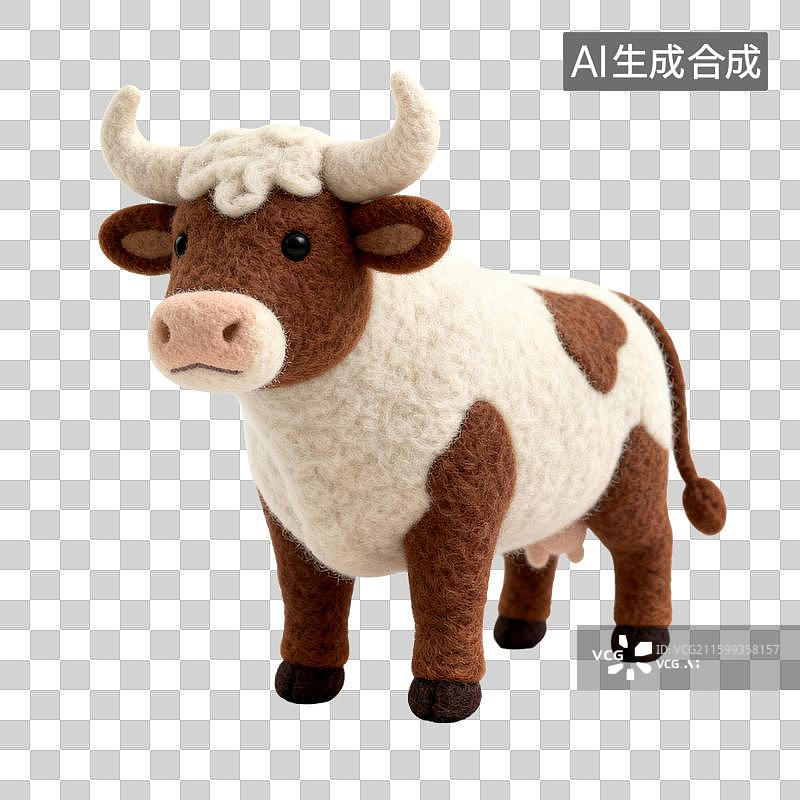 【AI数字艺术】可爱的羊毛牛摆件图片素材