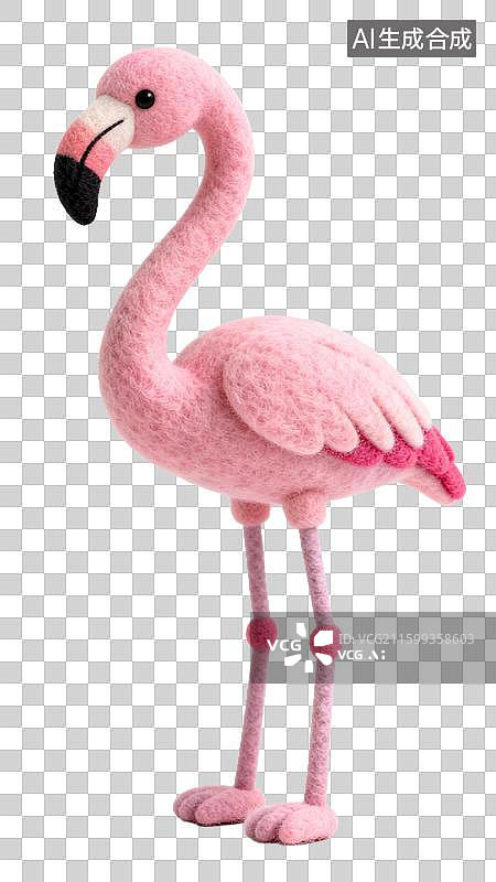 【AI数字艺术】手工制作粉色毡制火烈鸟图片素材
