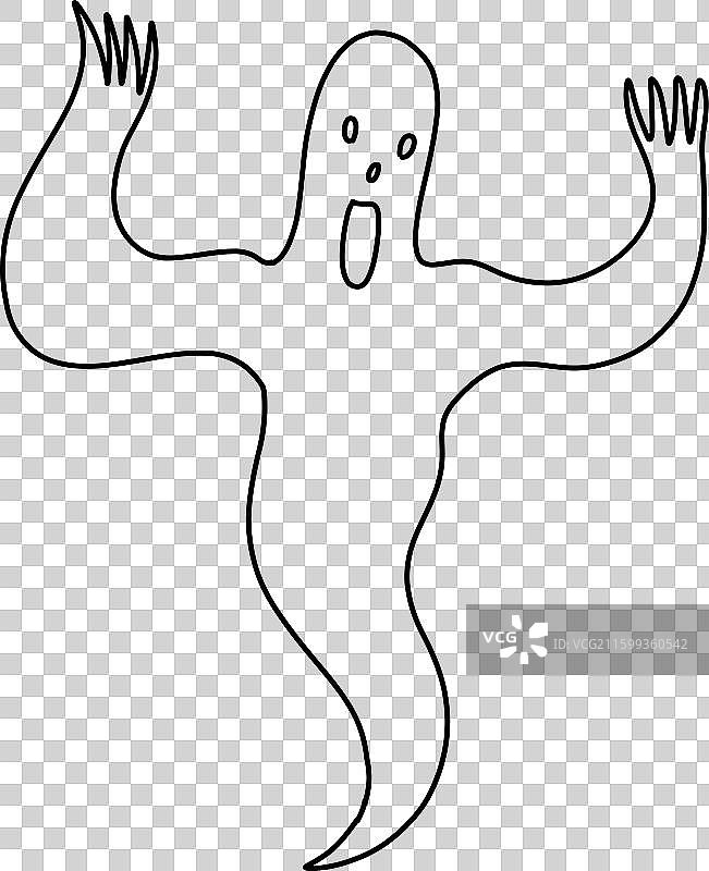 极简风格的手绘鬼魂，张开双臂图片素材