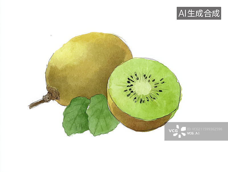【AI数字艺术】新鲜猕猴桃与切片展示图片素材