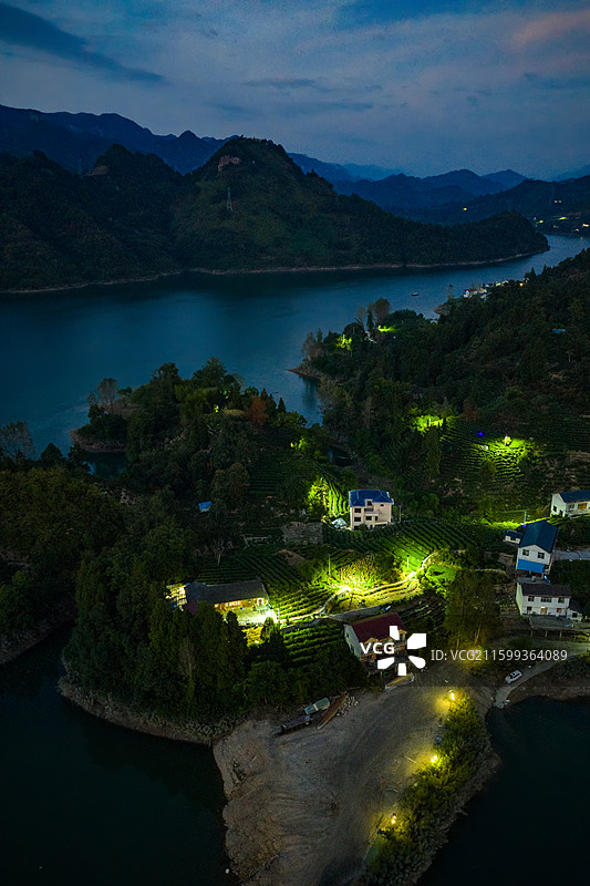 航拍湖南湘西古丈县栖凤湖风光图片素材